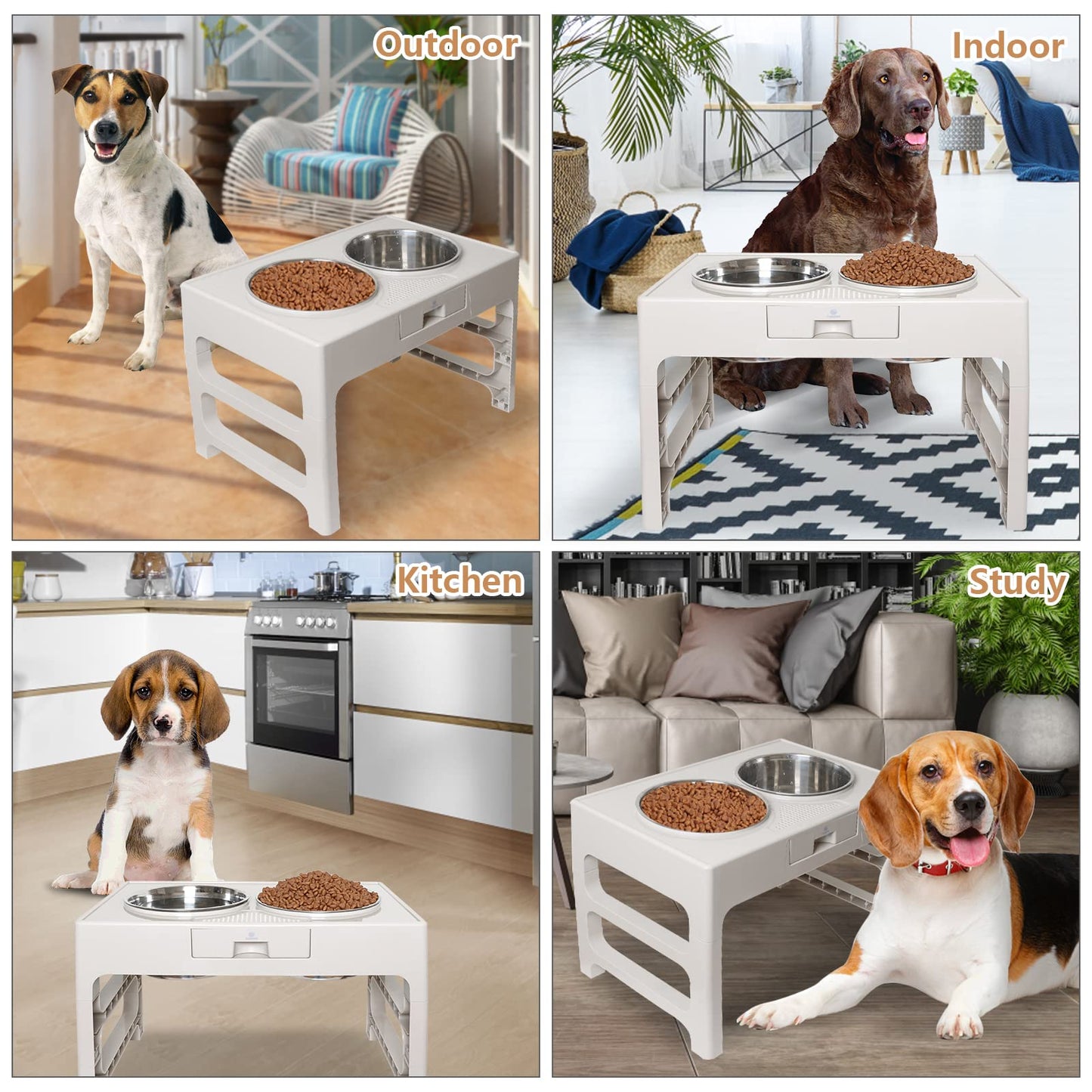 Lapensa Cuencos Elevados para Perros, Cuenco Elevado para Perros De Acero Inoxidable con Soporte Ajustable, Cuenco Doble para Comida Y Agua para Perros Pequeños, Medianos Y Grandes