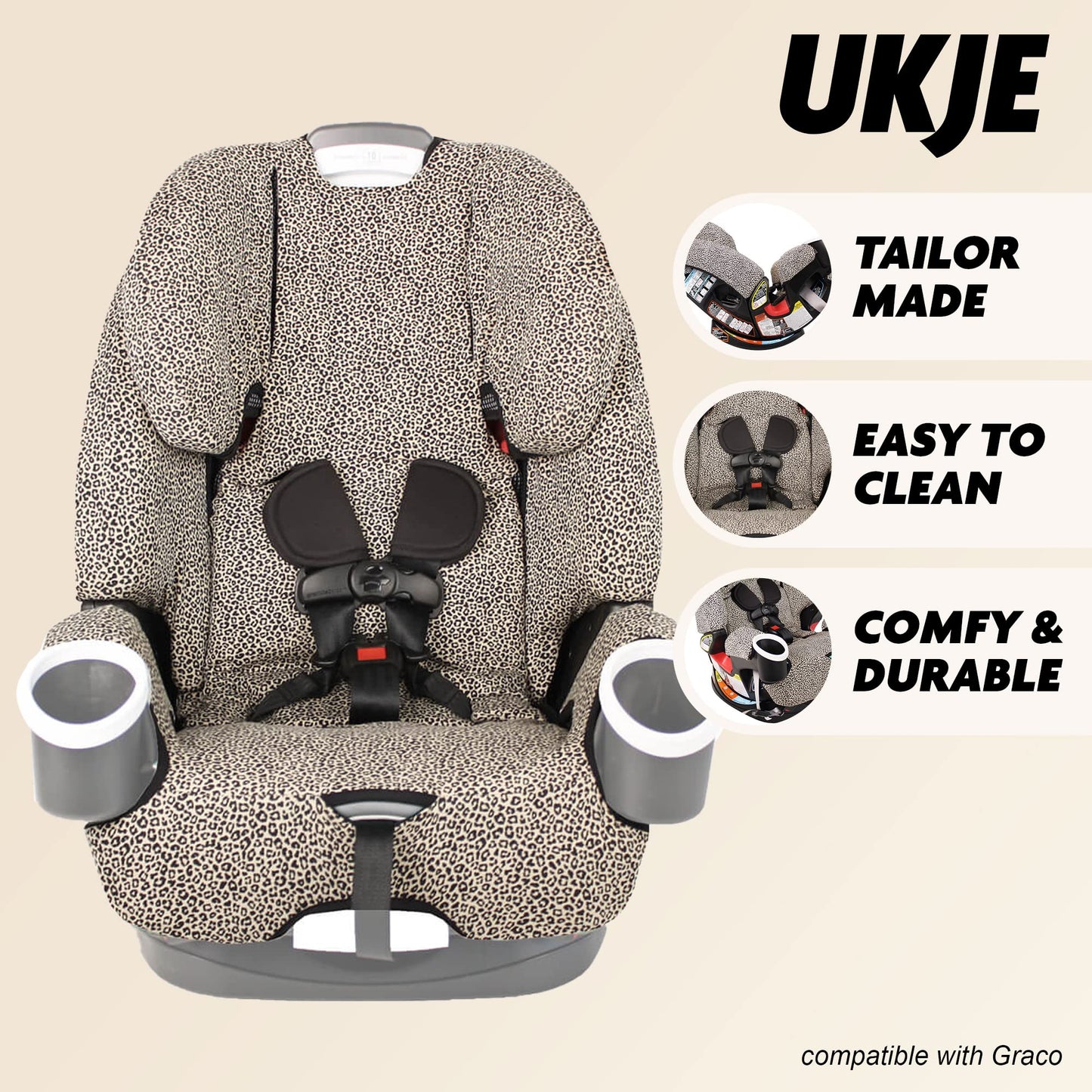 UKJE Funda para asiento de coche Graco 4ever DLX 4 en 1 | Cumple con las normas CPSC | Se adapta a Graco 4ever, Graco Forever 4 en un asiento de coche Graco 4ever 4 en 1, asiento de coche Graco 4ever, Graco 4ever DLX