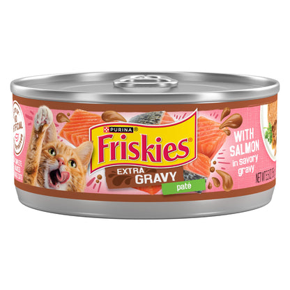 Purina Friskies Gravy Pate Wet Cat Food; Extra Gravy Pate with Salmon in Savory Gravy - 5.5 oz. Can