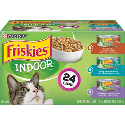 Purina Friskies Indoor Adult Wet Cat Food Variety Pack - Twenty-Four (24) 5.5 oz. Cans