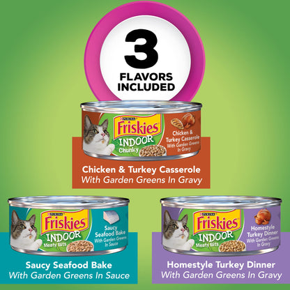 Purina Friskies Indoor Adult Wet Cat Food Variety Pack - Twenty-Four (24) 5.5 oz. Cans