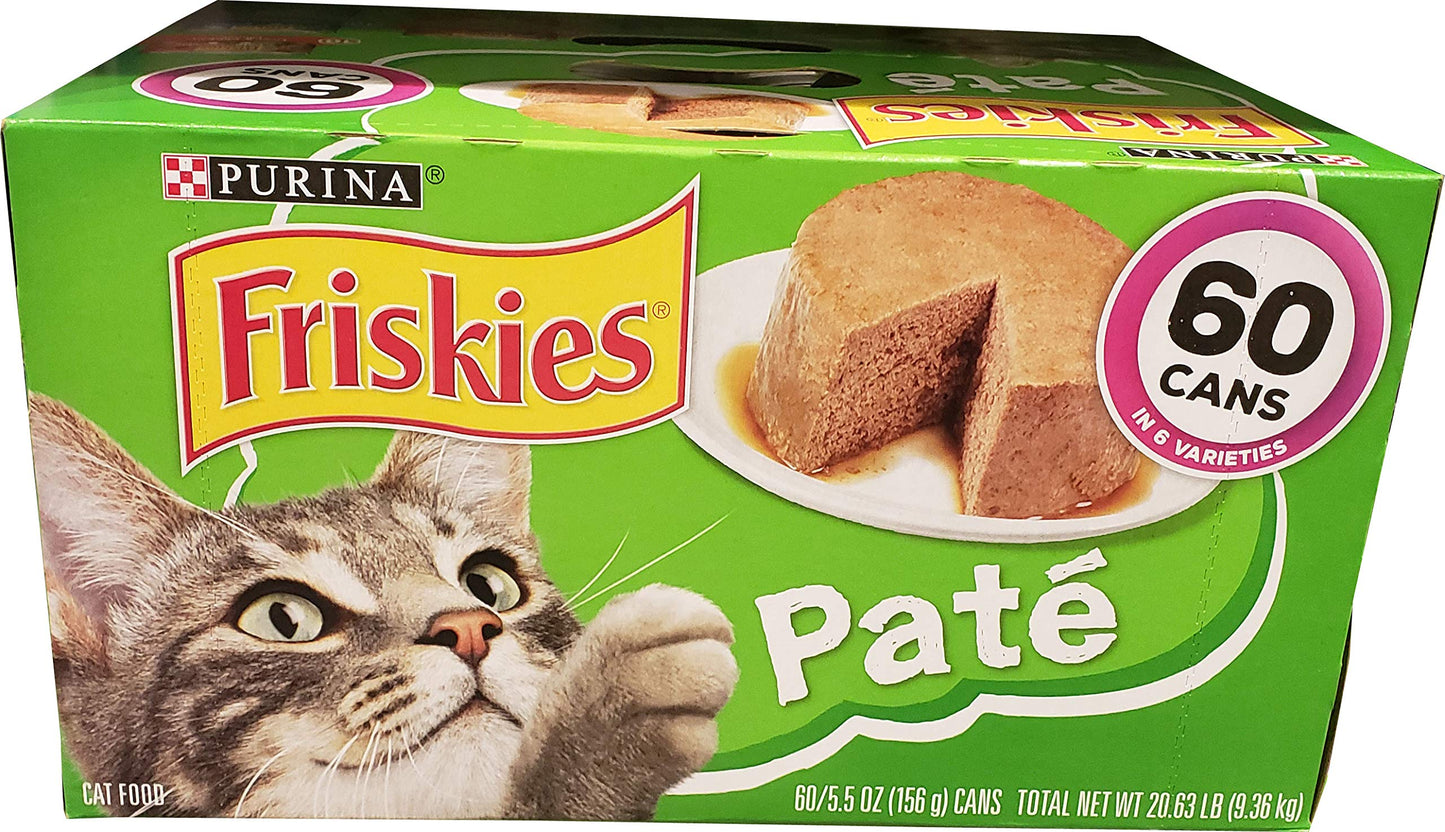 Purina Friskies Alimento para gatos para aves de corral/marisco, 60 latas/5 onzas, peso neto 328 onzas, 328 onzas