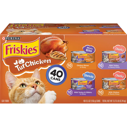 Purina Friskies TurChicken Wet Cat Food Variety Pack - (40) 5.5 oz. Cans