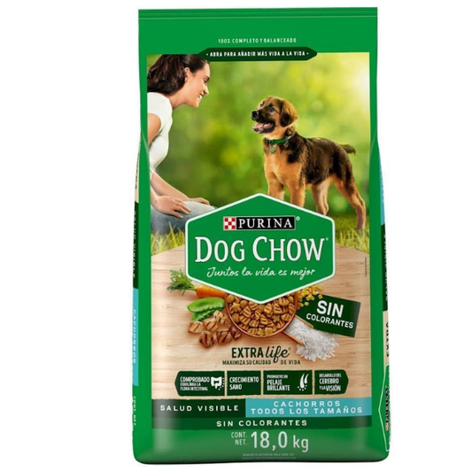 Purina Dog Chow sin Colorantes con Extralife Cachorros Todos Los Tamaños 18Kg
