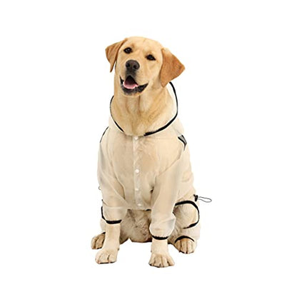 Olsa - Impermeable para perro, jorongo impermeable con capucha para perro, chamarra de lluvia de 4 patas para perro con rayas reflectantes, ropa para nieve y lluvia, transparente, impermeable, para perros pequeños, medianos y grandes
