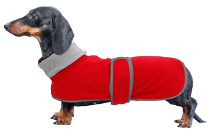 Geyecete Chaqueta para perro, abrigo perfecto para perros salchichas, abrigo de invierno para perro con forro polar acolchado y cuello alto, traje de nieve para perro con bandas ajustables, rojo-XL
