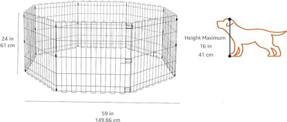 Amazon Basics - Corral plegable para mascotas, sin puerta, 1,5 mx 1,5 mx 61 cm