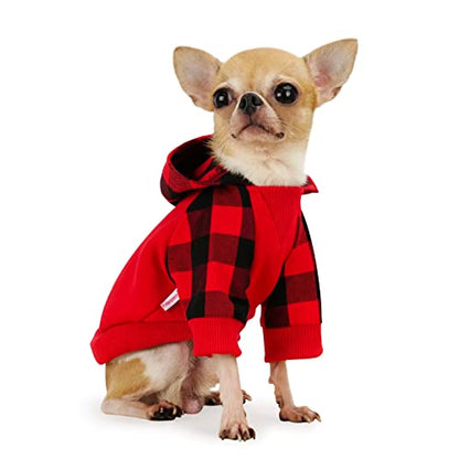 Frienperro Sudaderas con capucha para perro, camisetas con capucha para gatos, trajes para mascotas, algodón, rojo búfalo, XXS
