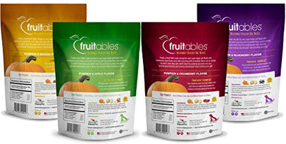 Fruitables Baked Dog Treats Variety 4 Pack - 1 Pumpkin & Apple - 1 Pumpkin & Banana - 1 Pumpkin & Blueberry - 1 Pumpkin & Cranberry - 7 oz Each