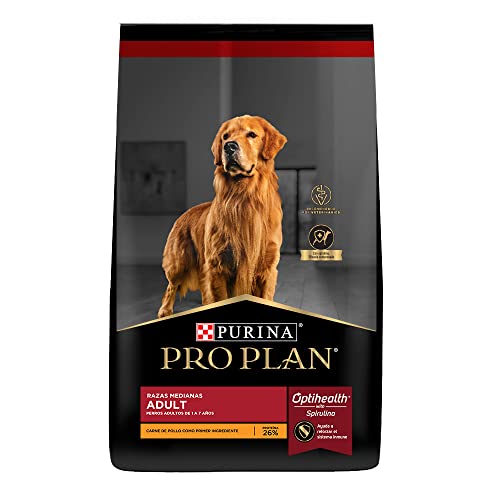 Purina Pro Plan Dry Perro Adulto Razas Medianas con Optihealth, Sabor Pollo, 17.5 kg