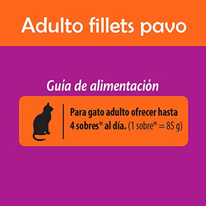 Whiskas Alimento Húmedo para Gatos, Sabor Filetes De Pavo 85g c/u. Paquete de 24 Unidades