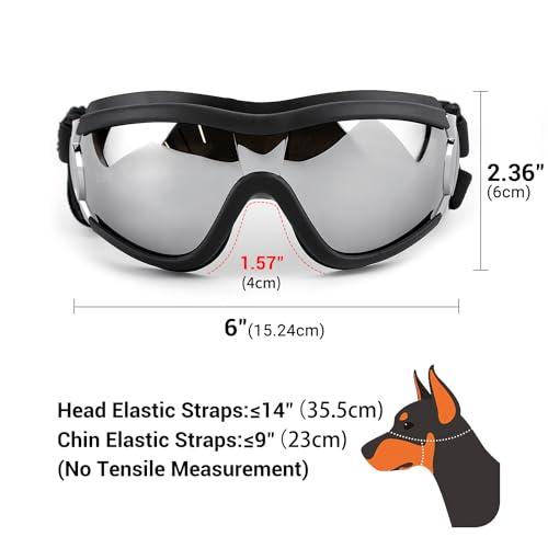 PETLESO - Gafas de Sol para Perros (tamaño Grande, protección Ocular para Perros, Cortavientos, para Perros medianos y Grandes) - Negro
