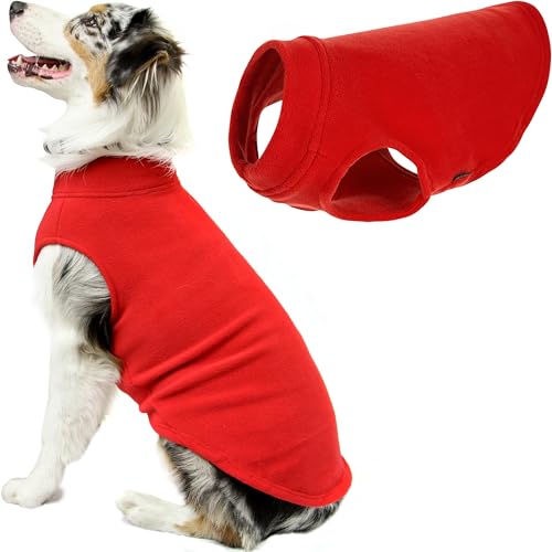 Chaleco para perros Gooby Stretch Fleece Pull Over para clima frío, Rojo, 4 X-Grande