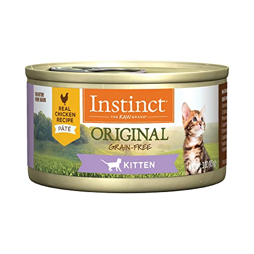 Instinct Original Kitten Receta de pollo real sin granos Comida para gatos enlatada húmeda natural de Nature's Variety, 3 oz. Latas (Caja de 24)