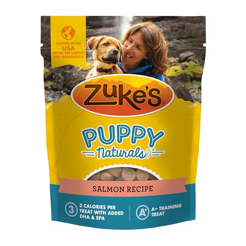 Zuke's Puppy Naturals Golosinas para perros, receta de salmón y batata, 5 onzas