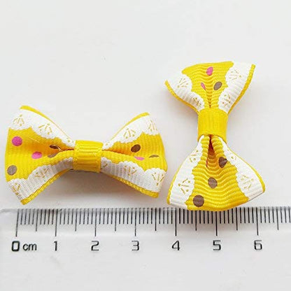 Chenkou Craft 50pcs/25pairs New Dog Hair Bows with Rubber Band Bow Pet Grooming Products Mix Colors Varies Patterns Pet Hair Bows Dog Accessories