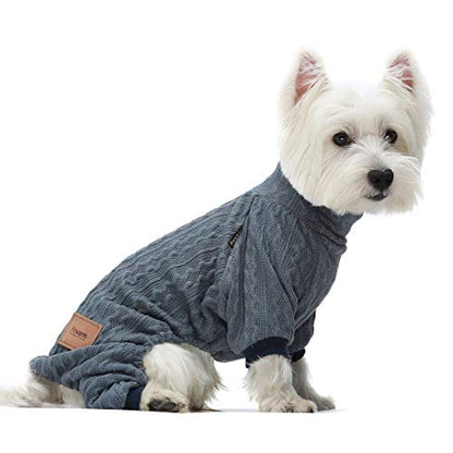 Fitwarm - Suéteres de punto para perros con cuello alto para invierno, abrigos para mascotas, ropa de gato, azul