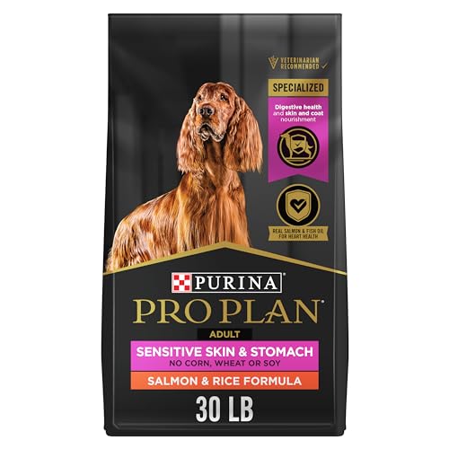 Purina Pro Plan Alimento seco para perros, enfoque, piel sensible y estómago para adultos, fórmula de salmón y arroz, bolsa de 30 libras, paquete de 1