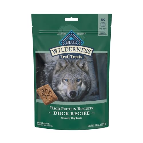 Blue Buffalo Wilderness Trail Treats High Protein Grain Free Crunchy Dog Treats Biscuits, Duck Recipe 10-oz Bag