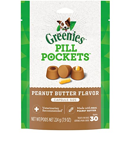 GREENIES PILL POCKETS Treats for Dogs Real Peanut Butter Flavor - Capsule Size 7.9 oz. 30 Treats
