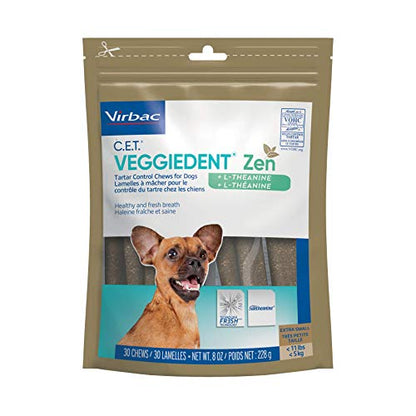 Virbac CET VEGGIEDENT Zen Tartar Control Masticables para Perros - Extra Pequeño