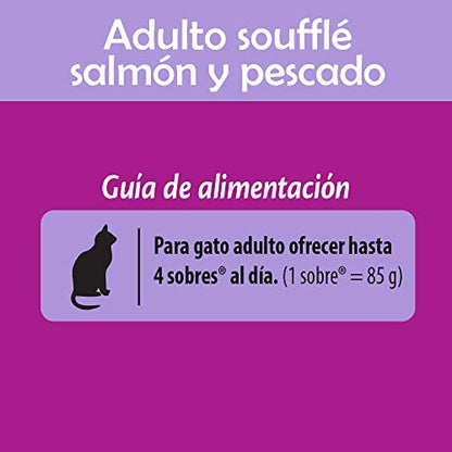Whiskas, Alimento Húmedo para Gato Adulto con Sabor a Soufflé de Salmón y Pescado, 85 gr x 24 uds, Morado