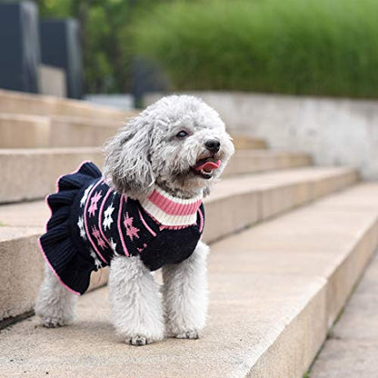 KYEESE - Suéter de punto tipo vestido para perros pequeños, cuello alto, cálido