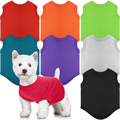 8 Camisas para Perros Ropa de Color Sólido para Cachorros Mascotas Camiseta Suave de Verano Camisas Transpirables Traje de Ropa de Algodón para Mayoría de Perros Gatos (M)