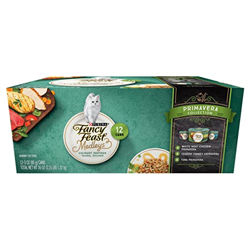 Fancy Feast Wet Cat Food, Elegant Medleys, Primavera Collection with Garden Veggie and Greens, 3-Ounce Can, Pack of 24