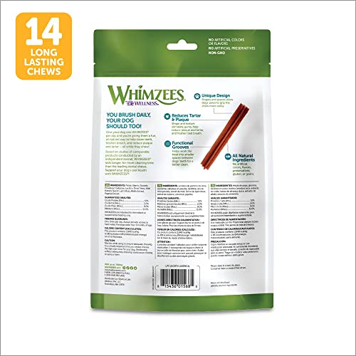 WHIMZEES WHZ317 - Natural Grain Free Dental Dog Treats, Medium Stix, Bag of 14