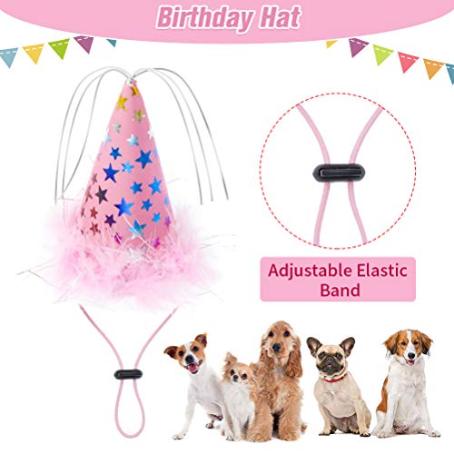 Juego de bandana de cumpleaños para perro, lindo sombrero y juguete chirriante para fiesta de cumpleaños, regalo – Ideal para perros pequeños, medianos y grandes, color rosa