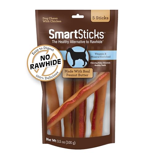 Smartsticks Mantequilla de Cacahuete para Perros, 5 Unidades por Paquete