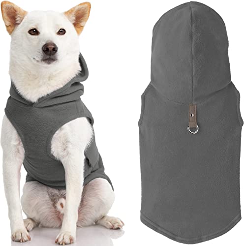 Gooby Every Day Fleece Cold Weather Dog Vest with Hoodie for Small Dogs, Gray, Small