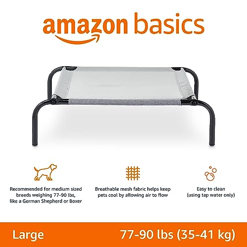 Amazon Basics - Cama elevada refrescante para perro con marco de metal, grande, 51 x 31 x 8 pulgadas, gris