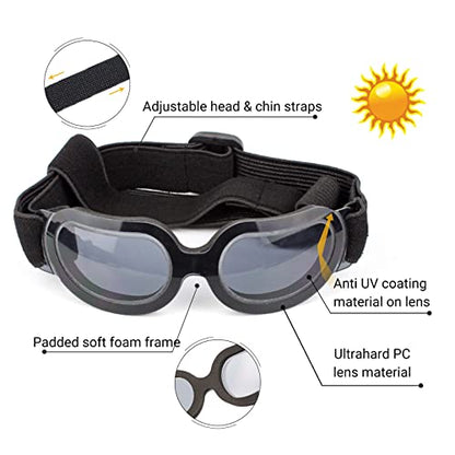 Namsan Lentes de Sol para Perro Pequeñas Mascota UV Gafas Prueba de Viento-Nieve Gafas para Perrita, Negro Brillante