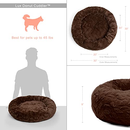 Best Friends by Sheri The Original Calming Donut - Cama para Gatos y Perros en Piel de Lux, Color Chocolate Oscuro, tamaño Mediano, 30 x 30 Pulgadas