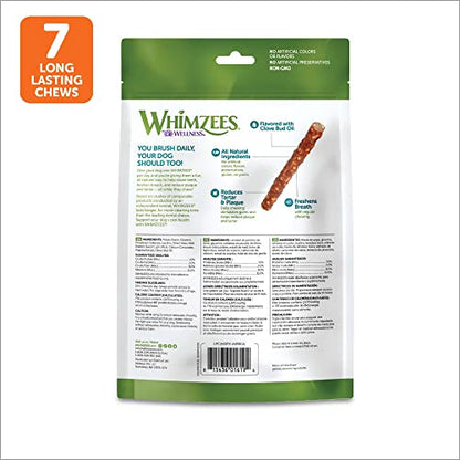 WHIMZEES Natural Grain Free Dental Dog Treats, Large Veggie Sausage, Bag of 7