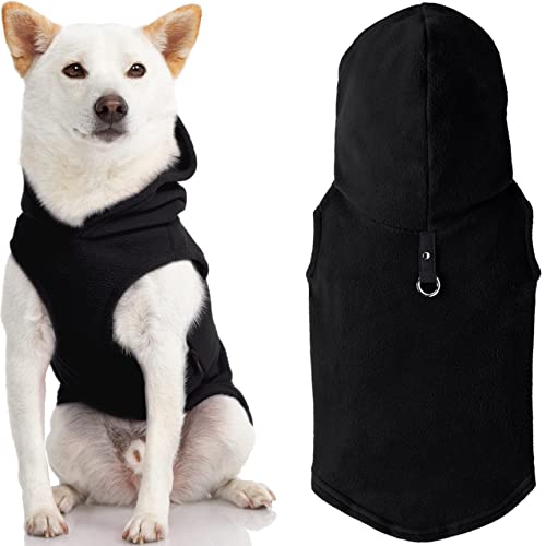 Gooby Every Day Fleece Cold Weather Dog Vest with Hoodie for Small Dogs, Black, Medium