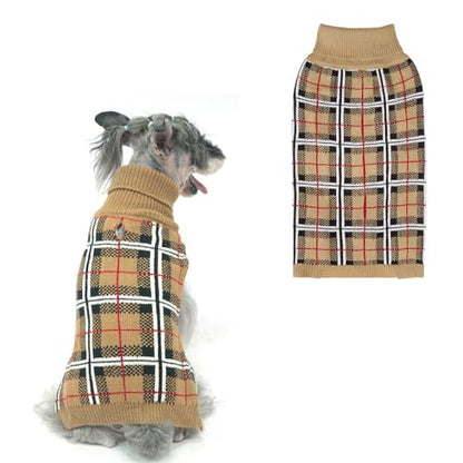 PUPTECK Suéter clásico a cuadros para perro, tela festiva de invierno para cachorros