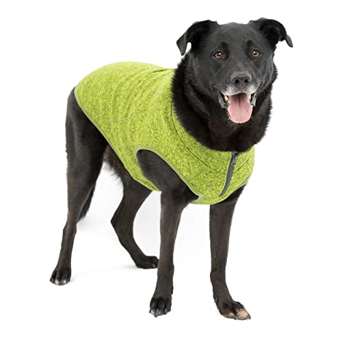 Kurgo K9 Core Suéter para Perro | Suéter para perros durante todo el año | Chaleco de Forro Polar para Perro | Forro Polar | Ligero | Apertura de Cremallera para arnés | Cuello Ajustable | verdes | SG
