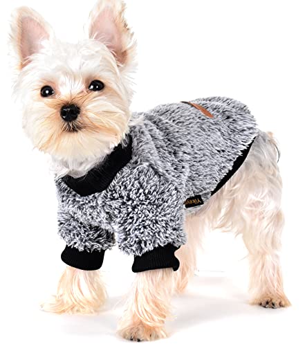 YIikeyo - Ropa de invierno para perros pequeños, niño y niña, Yorkie Chihuahua, suéter de franela cálido, lindo y divertido para cachorros, chamarra para gatos y perritos, XS S, M, L (XS, negro)