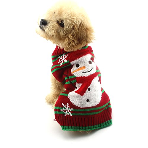 NACOCO Suéteres de Nieve para Perros, suéteres de muñeco de Nieve, suéteres navideños de Navidad para Perros y Gatos(Muñeco de Nieve,M)