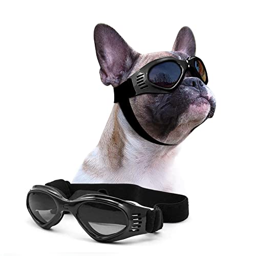 Petleso Gafas de Sol para Perros de Raza Mediana, Gafas de Sol para Perros de Raza Mediana Protección Ocular Cortaviento, Negro