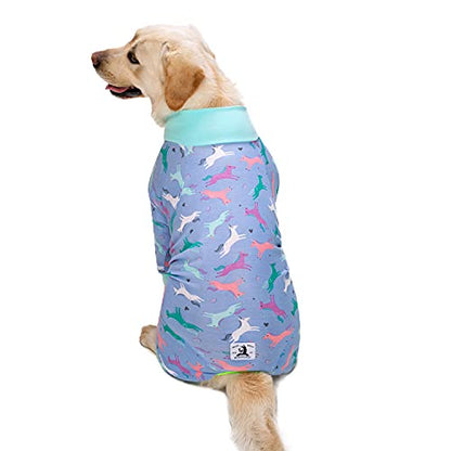 Pijama de perro para perros medianos y grandes, pijama ligero para perros, ropa de ropa, camiseta, para perros de tamaño grande después de la cirugía, vientre completo (36, morado)