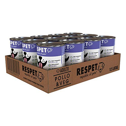 RESPET Republic of Pets Alimento para Perro de Pollo y Vegetales Lata de 410 g Charola de 12 latas