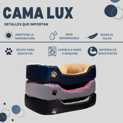 PET TO BED Cama para Perro Lux Lavable (Medio, Azul Marino)