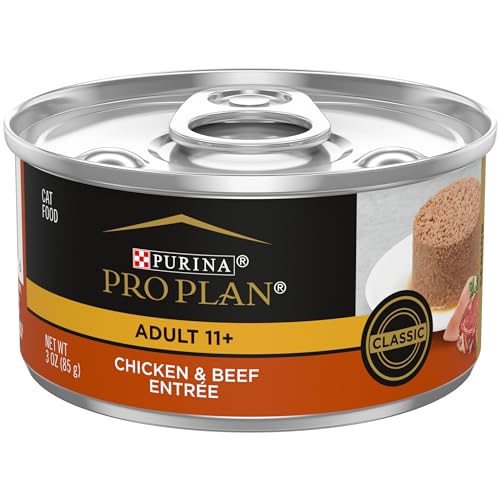 Pro Plan Canned Cat Food, Senior Ground Chicken and Beef Entrée, 3-Ounce Cans (Pack of 24)