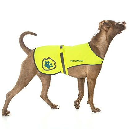 Pet & Protect Premium Dog Reflective Vest (Neon) High-Visibility Safety | Walking, Jogging, Training | Sizes to fit Small, Medium, Large Breeds 16-130 lbs. (X-Large)
