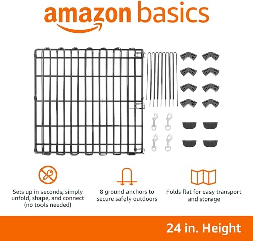 Amazon Basics - Corral plegable para mascotas, sin puerta, 1.5 m x 1.5 m x 61 cm
