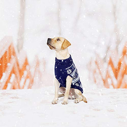 KOOLTAIL - Suéter de punto trenzado para perro, cuello alto, cálido y cómodo, ropa para clima frío con patrón de copo de nieve, ropa de punto clásica para perros pequeños, medianos y grandes